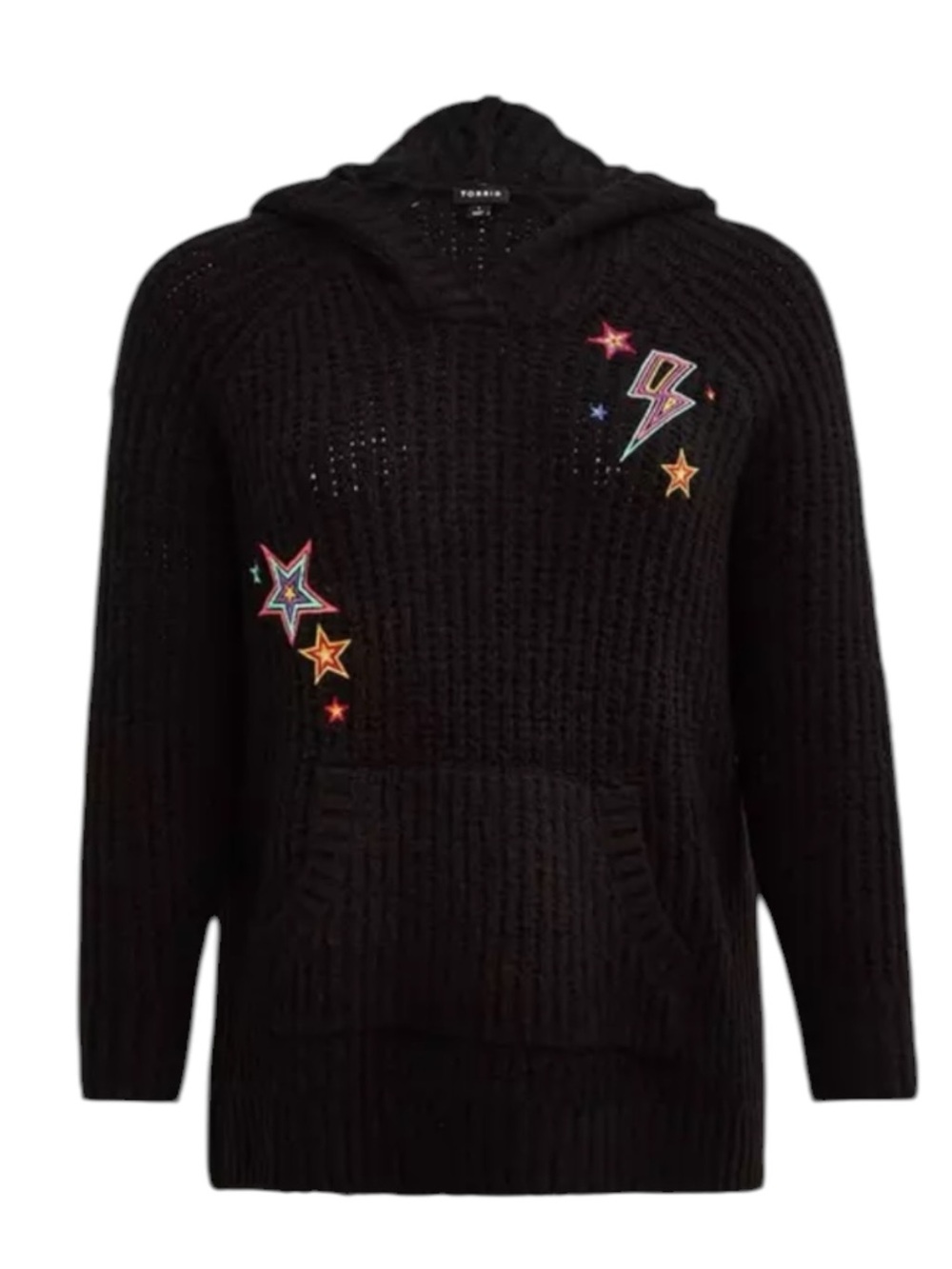 Torrid Black Star Embroidered Hoodie Sweater Size 0 12 NWT - Picture 6 of 16